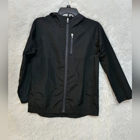 Old Navy Kids Charcoal Hooded Raincoat Girls Size 10/12 - Picture 1 of 10